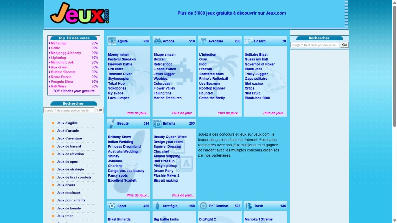 Capture de Jeux.com · 2009