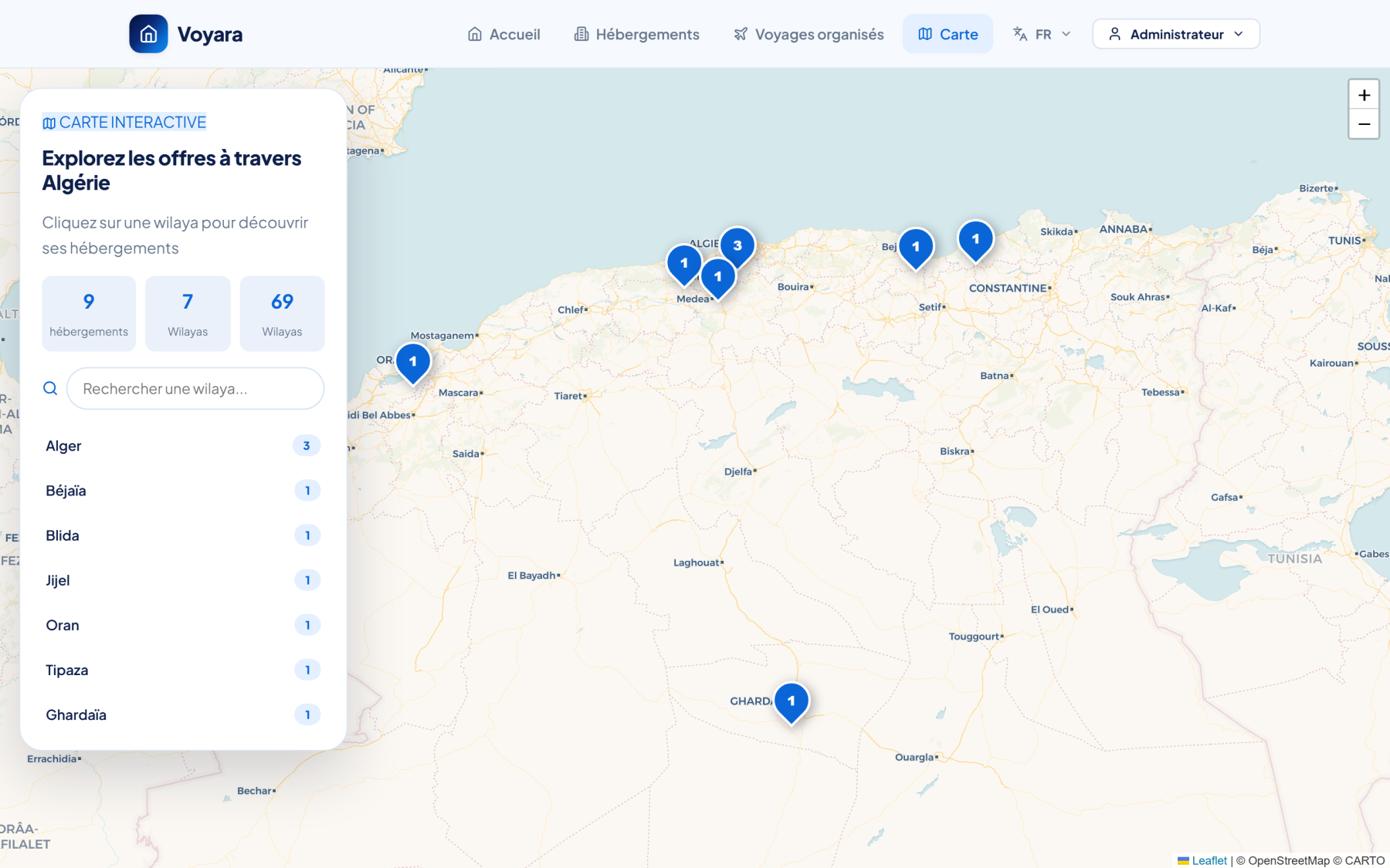 Carte interactive des offres